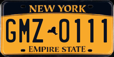 NY license plate GMZ0111