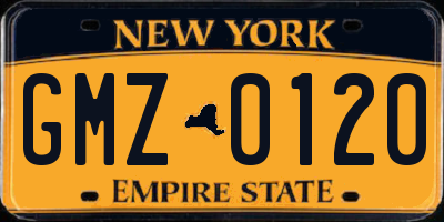 NY license plate GMZ0120