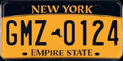 NY license plate GMZ0124