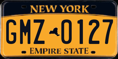 NY license plate GMZ0127