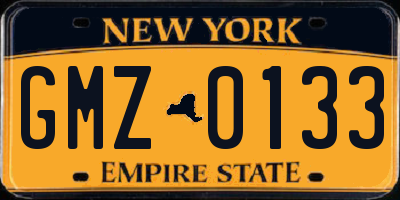 NY license plate GMZ0133