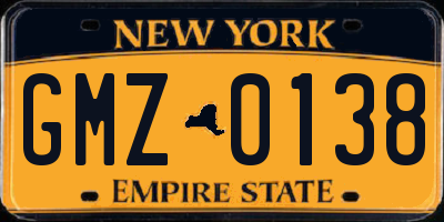 NY license plate GMZ0138