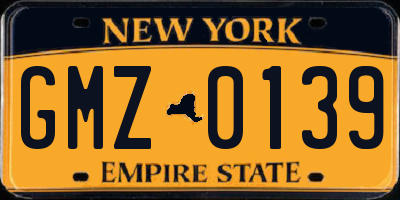 NY license plate GMZ0139