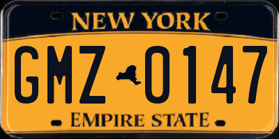 NY license plate GMZ0147