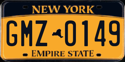 NY license plate GMZ0149