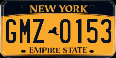 NY license plate GMZ0153
