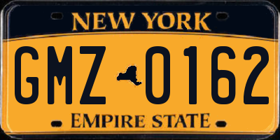 NY license plate GMZ0162