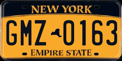 NY license plate GMZ0163