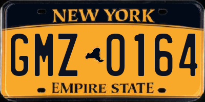 NY license plate GMZ0164