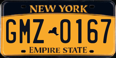 NY license plate GMZ0167