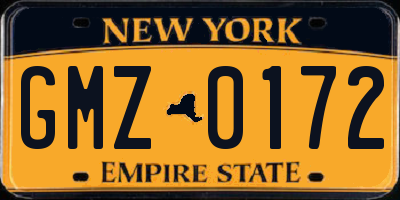 NY license plate GMZ0172
