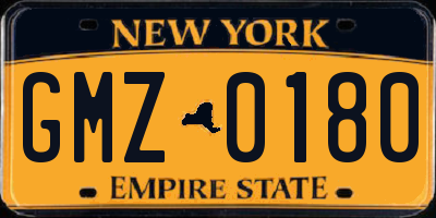 NY license plate GMZ0180