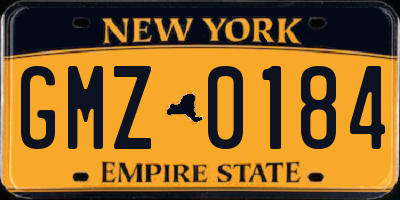 NY license plate GMZ0184