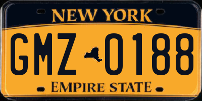 NY license plate GMZ0188