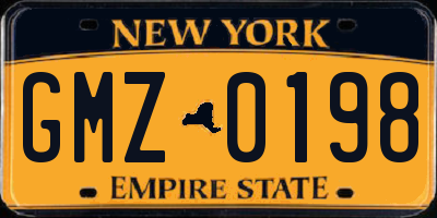 NY license plate GMZ0198