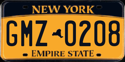 NY license plate GMZ0208