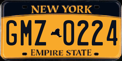 NY license plate GMZ0224
