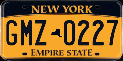 NY license plate GMZ0227