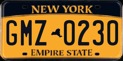 NY license plate GMZ0230