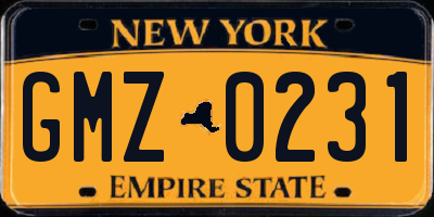 NY license plate GMZ0231