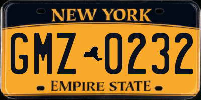 NY license plate GMZ0232