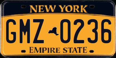 NY license plate GMZ0236