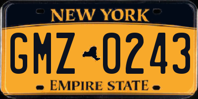 NY license plate GMZ0243