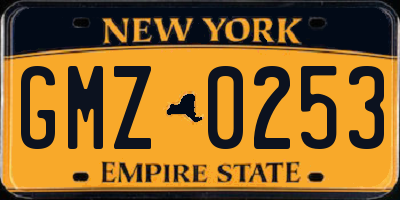 NY license plate GMZ0253
