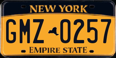 NY license plate GMZ0257