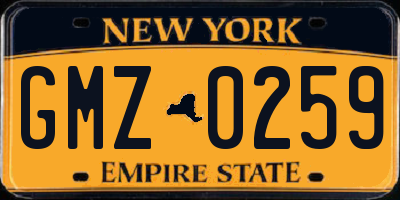 NY license plate GMZ0259