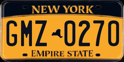 NY license plate GMZ0270