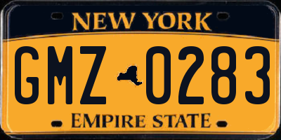 NY license plate GMZ0283