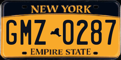 NY license plate GMZ0287