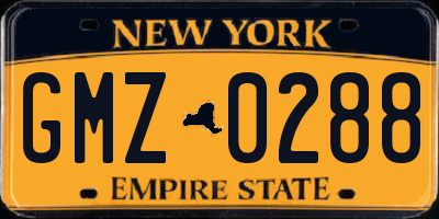 NY license plate GMZ0288