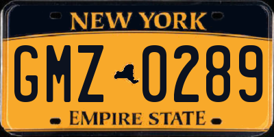 NY license plate GMZ0289