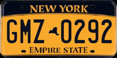 NY license plate GMZ0292