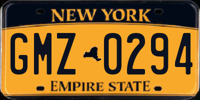 NY license plate GMZ0294