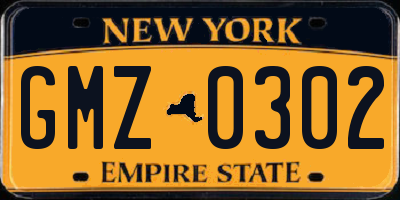 NY license plate GMZ0302