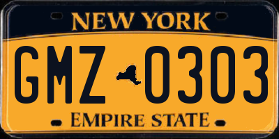 NY license plate GMZ0303