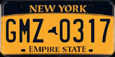 NY license plate GMZ0317