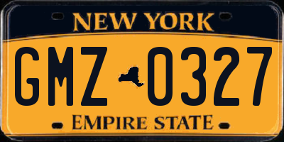 NY license plate GMZ0327