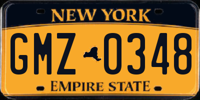 NY license plate GMZ0348