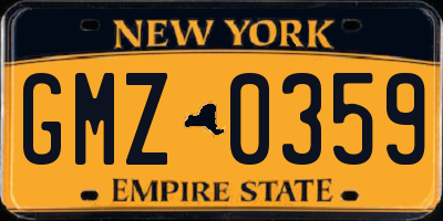 NY license plate GMZ0359
