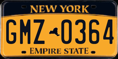 NY license plate GMZ0364
