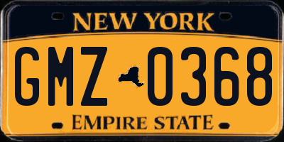 NY license plate GMZ0368