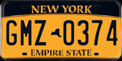 NY license plate GMZ0374