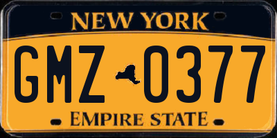 NY license plate GMZ0377