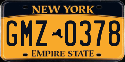 NY license plate GMZ0378