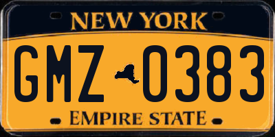 NY license plate GMZ0383
