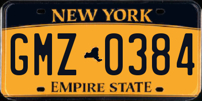 NY license plate GMZ0384